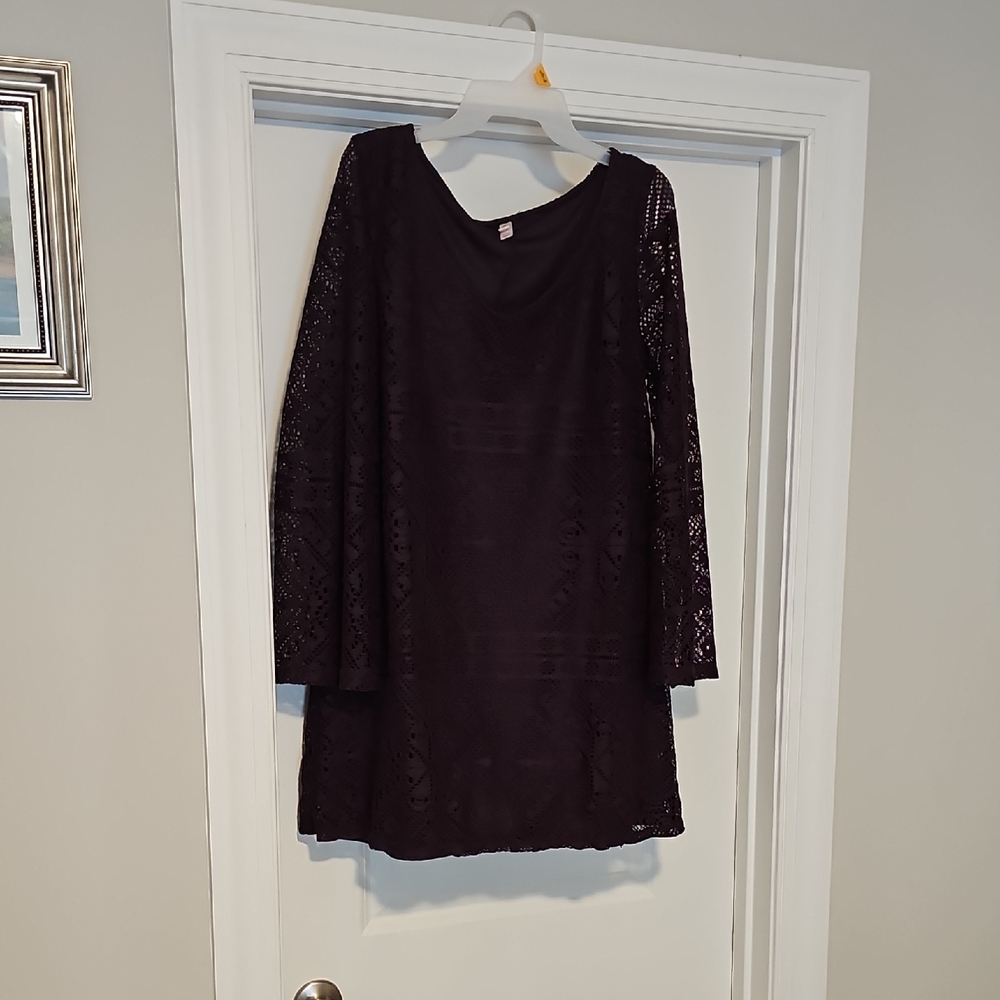Xhilaration Dark Purple Long Sleeve Dress